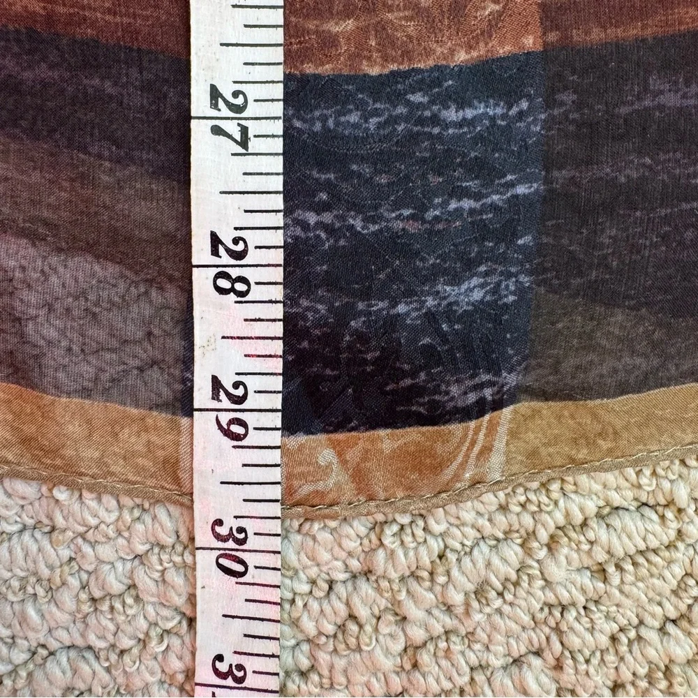 Anne Klein Black Brown Tan Oblong Skinny Silk Scarf - Picture 9 of 10